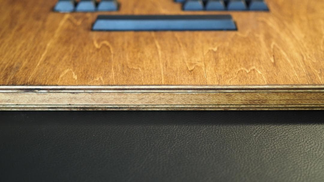 自作アケコン】木製キーボード型 ダークウォルナットレバーレス