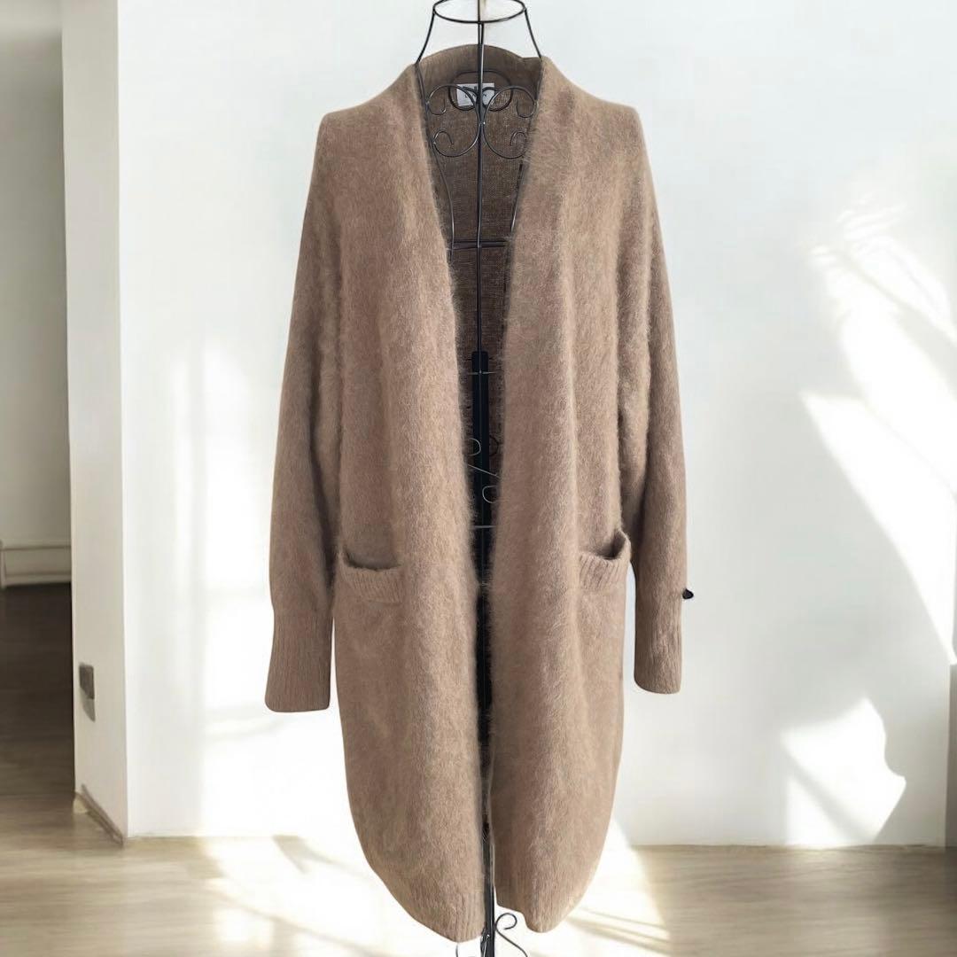 LANVINenBleu ランバン　ラクーン100%ロングニットカーディガン38 LANVINenBleu ランバン ラクーン100%ロングニットカーディガン38