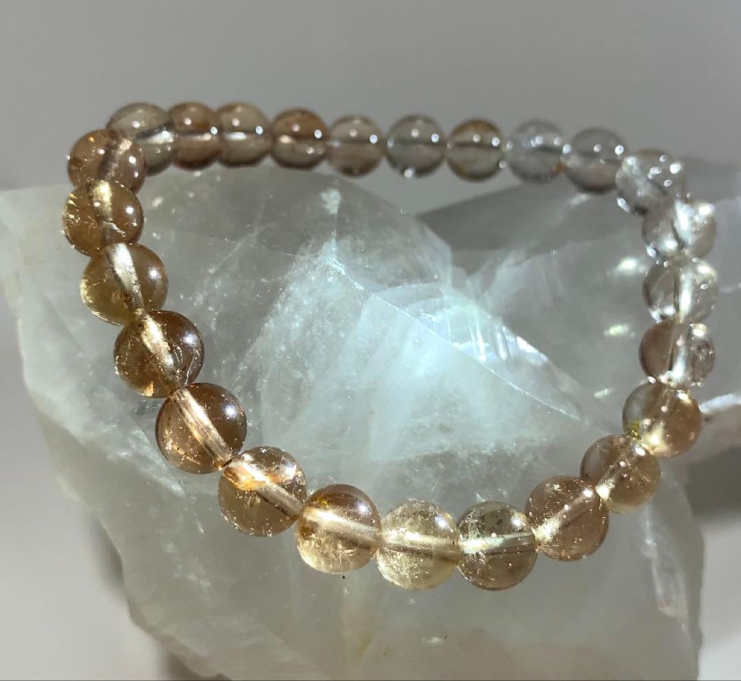 ⭐️Kちゃん様⭐️ 繋がり強化のエネルギー❣️希少石　シャンパントパーズ　ブレスレット ブレス シャンパントパーズ 丸 約8mm ブラジル産 希望への導き 夢の