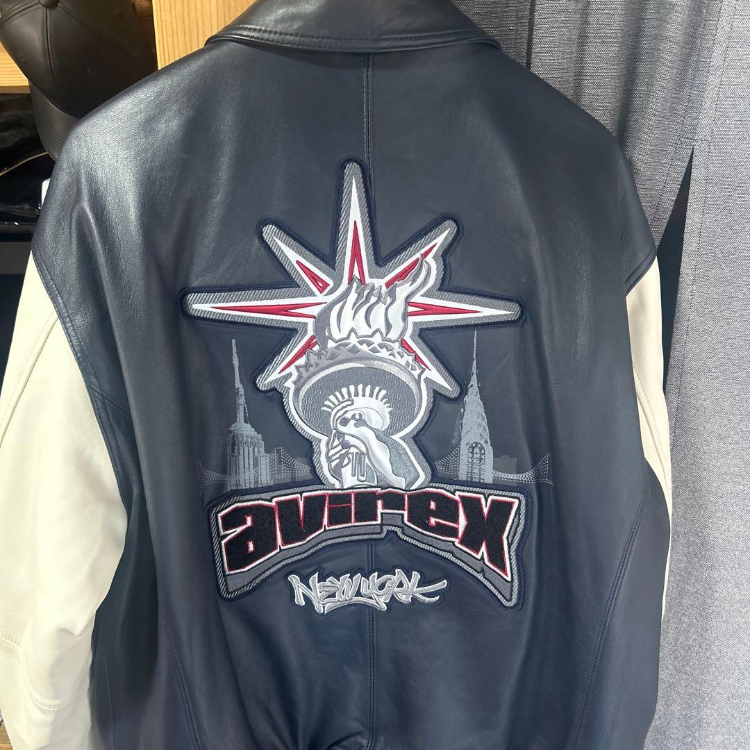 AVIREX スタジャン XLサイズ ネイビー/ホワイト - メルカリ