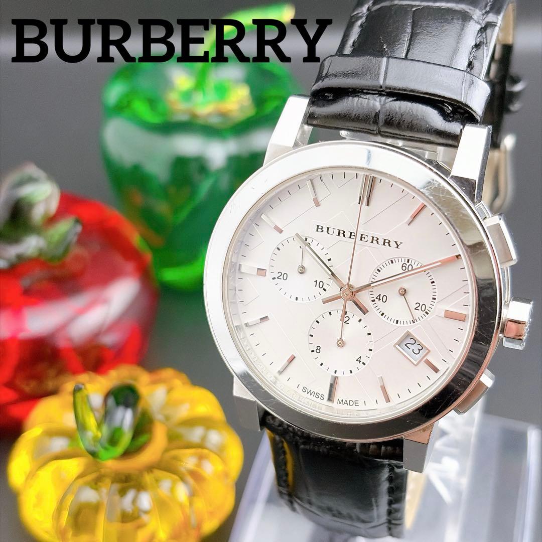稼働品】バーバリー クロノグラフ ノバチェック クォーツ メンズ腕時計
