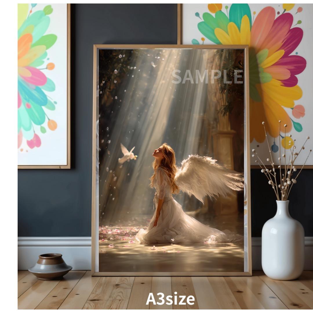 P3006 天使 恋愛運・人気運・守護 【開運風水絵画風・ヒーリングアート