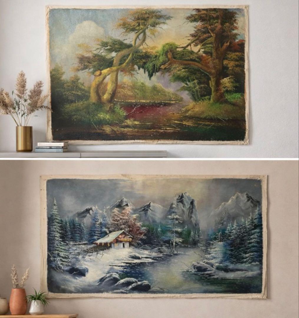 【雰囲気抜群】美しい風景画2点セット｜一点物・インテリア映え｜早い者勝ち Amazon.co.jp: 絵画 富士山の前の桜並木インテリア 絵画 幻想的な風景