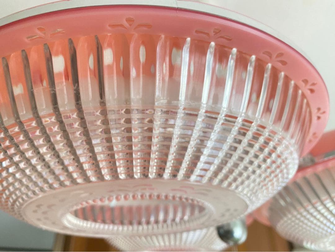 ピンク 3灯 天井照明 昭和レトロ 当時物 レトロポップ インテリア