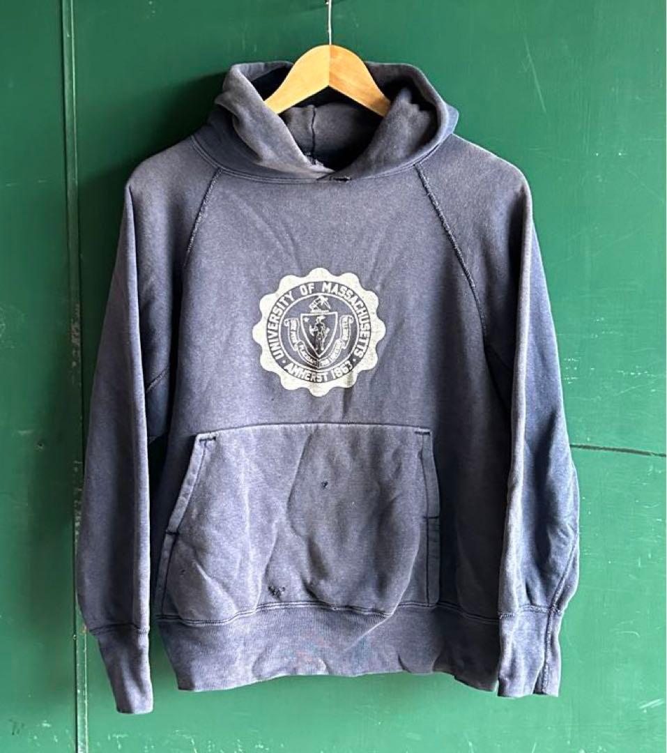 50s 60s ビンテージスウェットパーカー フェード ナス紺 ネイビー