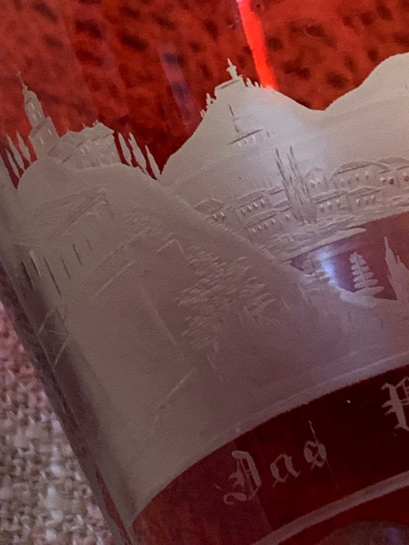 ボヘミアガラス アンティーク19世紀後半 細密にカットされた風景画が