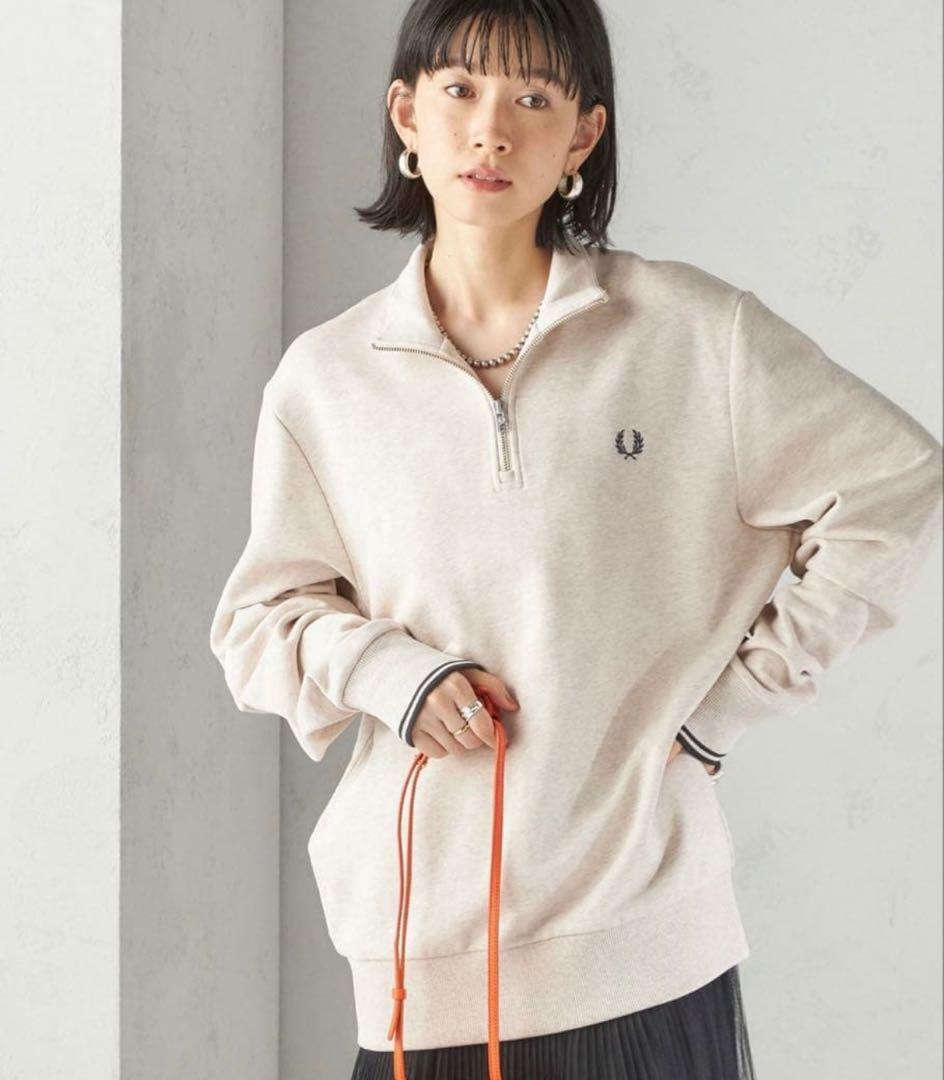フレッドペリー ハーフジップスウェットトレーナー M3574 ベージュ S