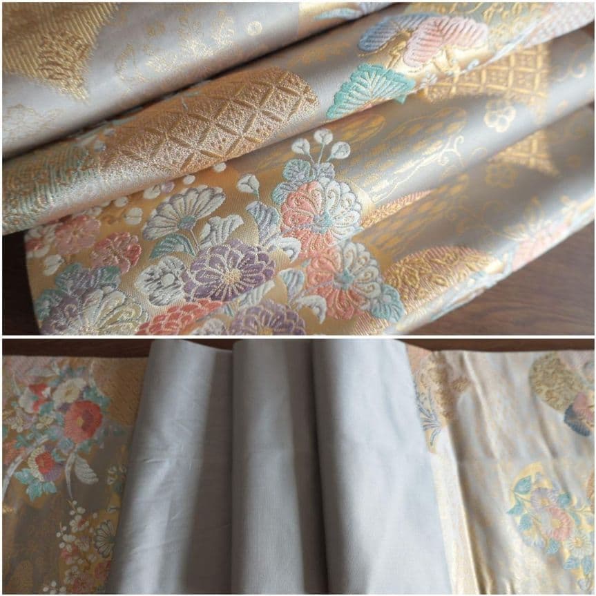 ベージュ訪問着コーディネートフルセット 正絹 袷 花 入学式・お宮参り