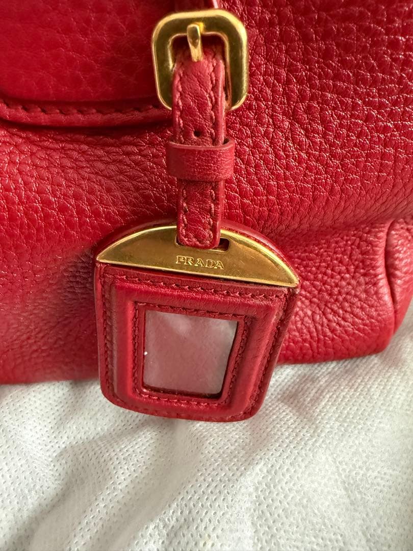 PRADA 赤 レザー ハンドバッグ 1BB091 恐らく未使用 - メルカリ