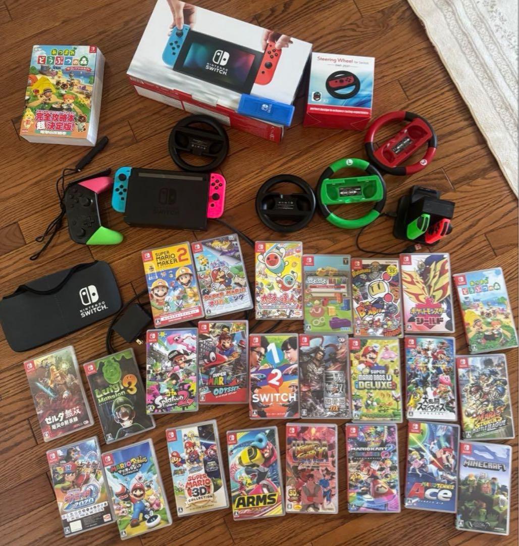 た*し様 任天堂Switch ＋ソフト24本＋ハンドル＋コントローラ等　セット！ ソフトバンクセレクション