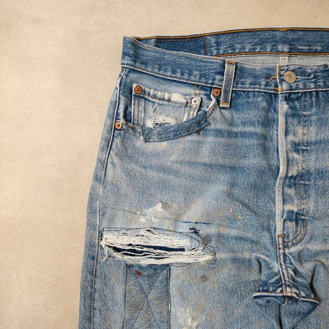 ビンテージ リーバイス 501 ダメージデニム グランジ パッチワーク w34