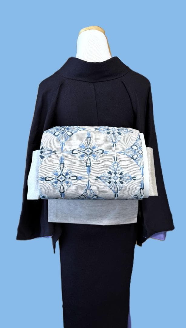 撫松庵 アンゴラ混ファー付きウール着物コート 黒 裄丈73.5 身丈