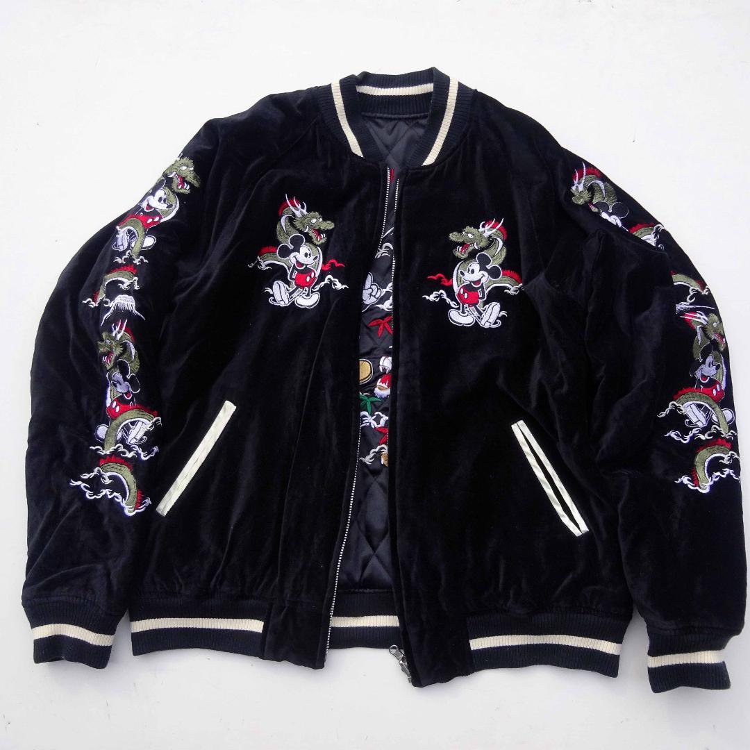 ディズニー ミッキーマウスサテンキルト 別珍 スカジャン リバーシブル