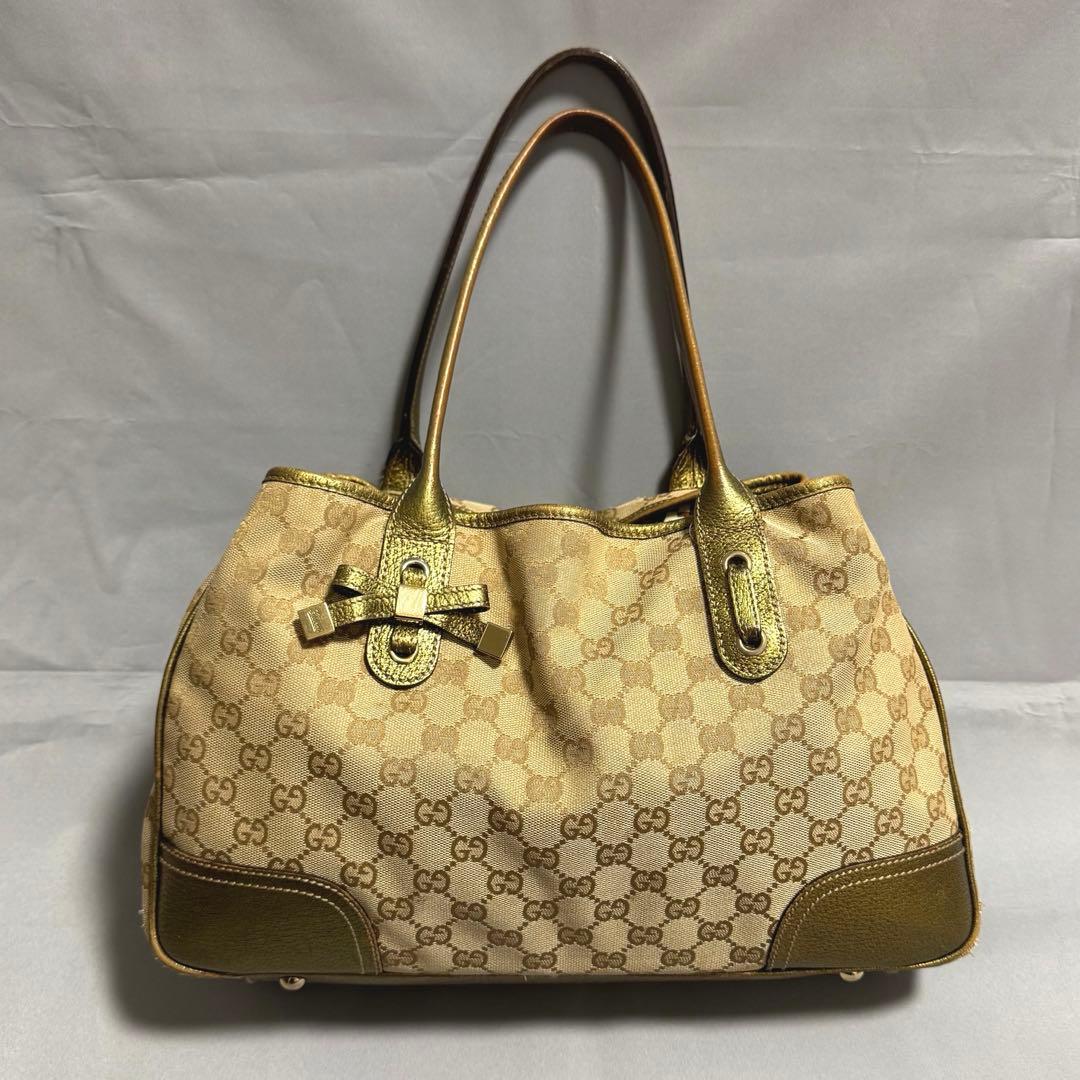 GUCCI グッチ GGキャンバス プリンシー リボン トートバッグ GGキャンバス グッチ プリンシー GGキャンバス シェリーライン リボン