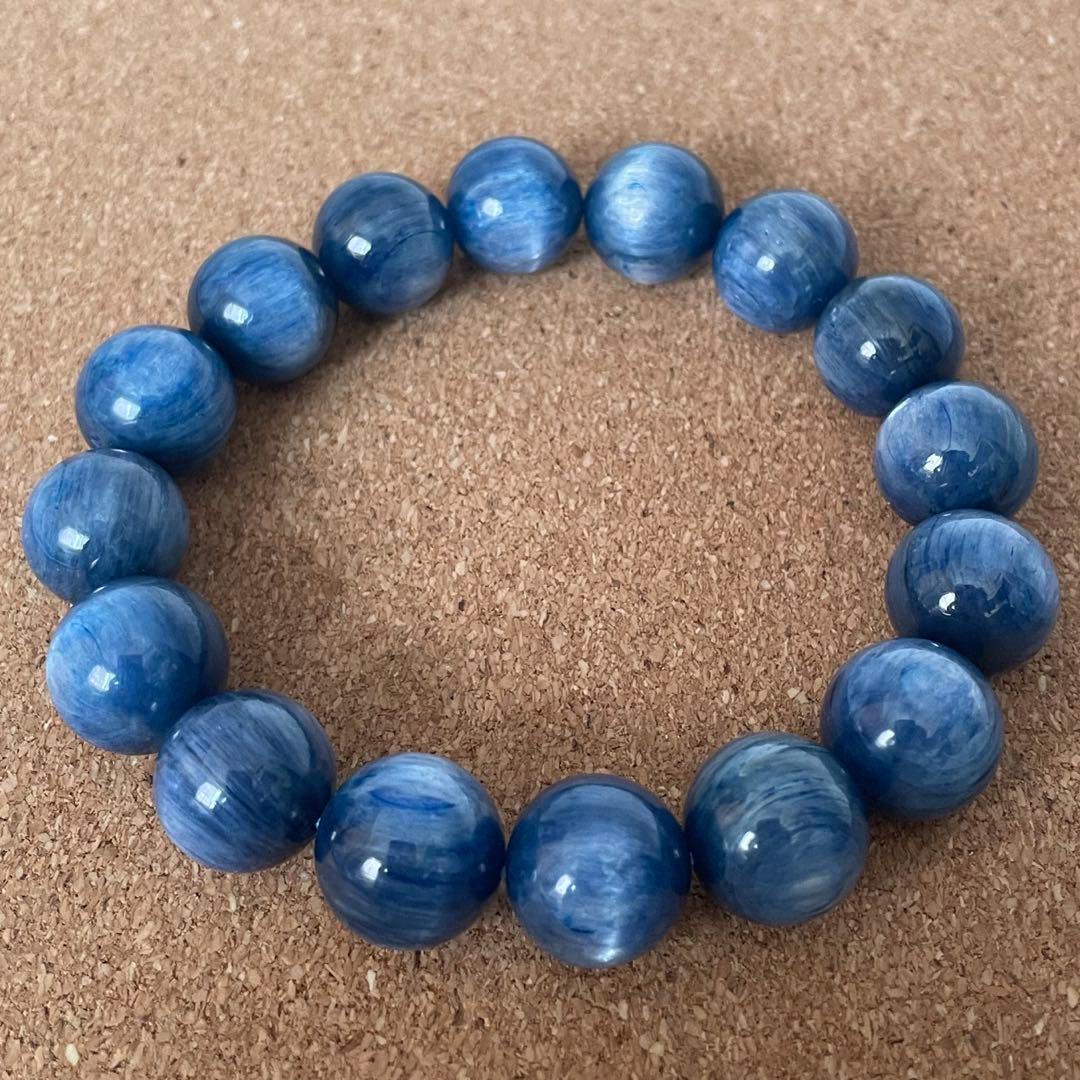 【みなも】大玉・高品質　カイヤナイト ブレスレット 約14㎜ 18.5㎝ 楽天市場】カイヤナイト ブレスレット 9.3mm 17.5cm 最高級 カヤナイト