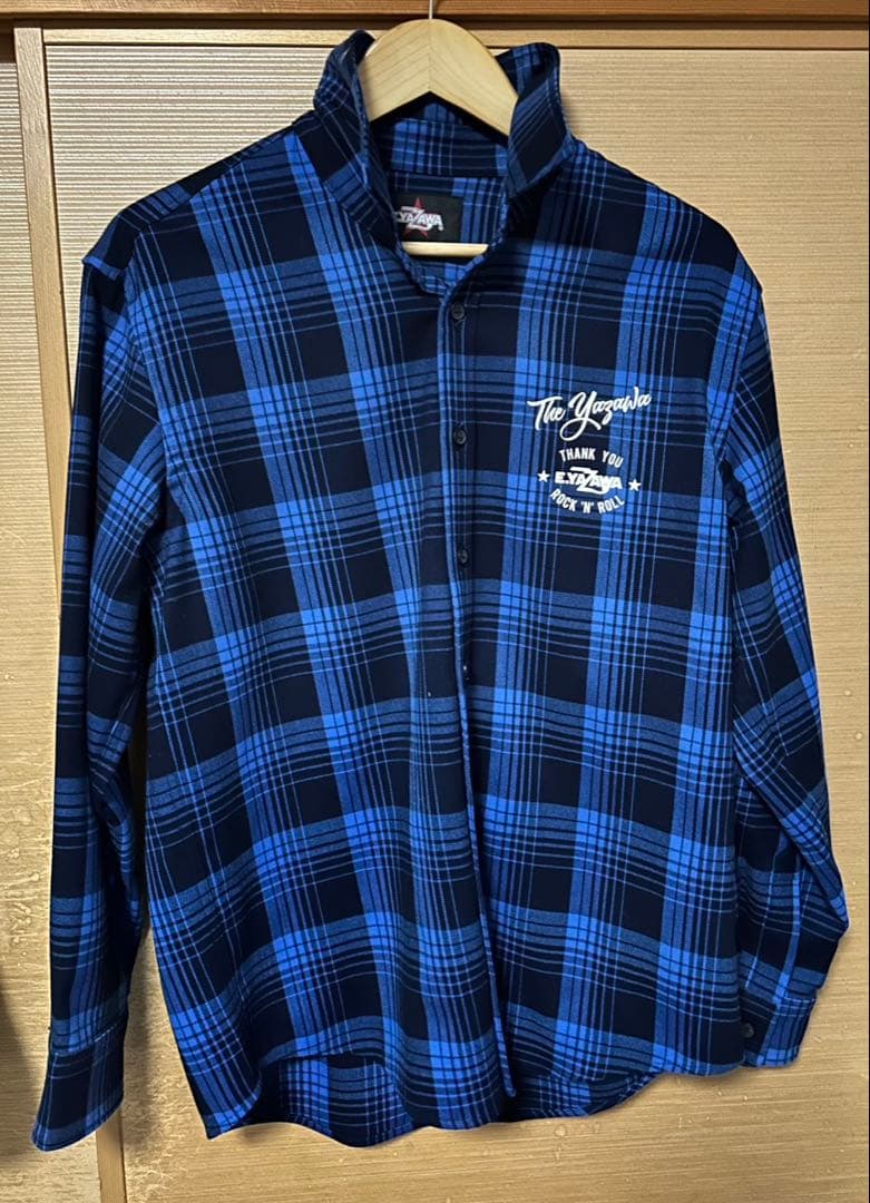 美品】E.YAZAWA ネルシャツ(THE YAZAWA)ブルー 矢沢永吉 - メルカリ