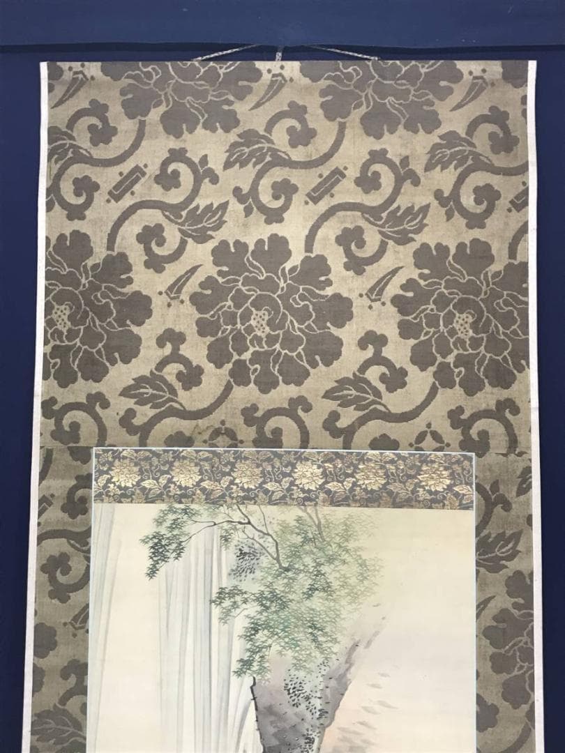 真作】吉村孝文/養老滝菊水図/師応挙/掛軸/名家伝来/AC-396