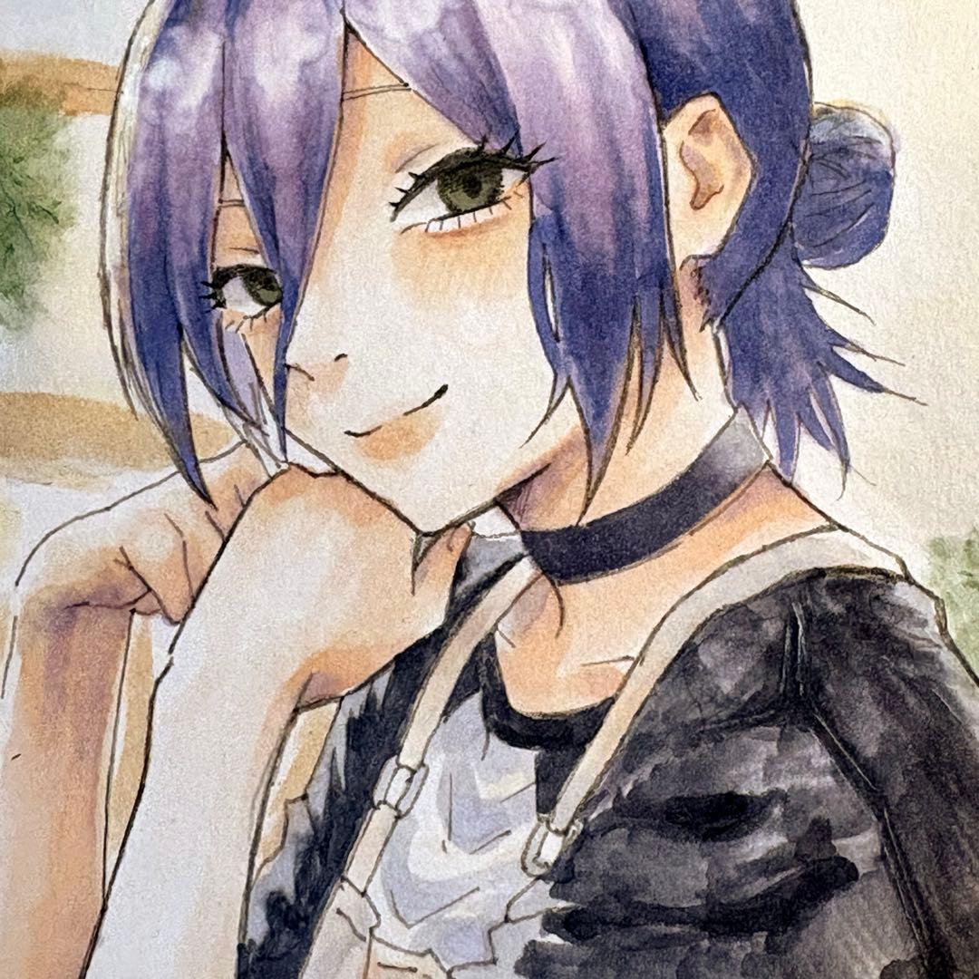 手描きイラスト ファンアート チェンソーマン レゼ アナログ絵 - メルカリ