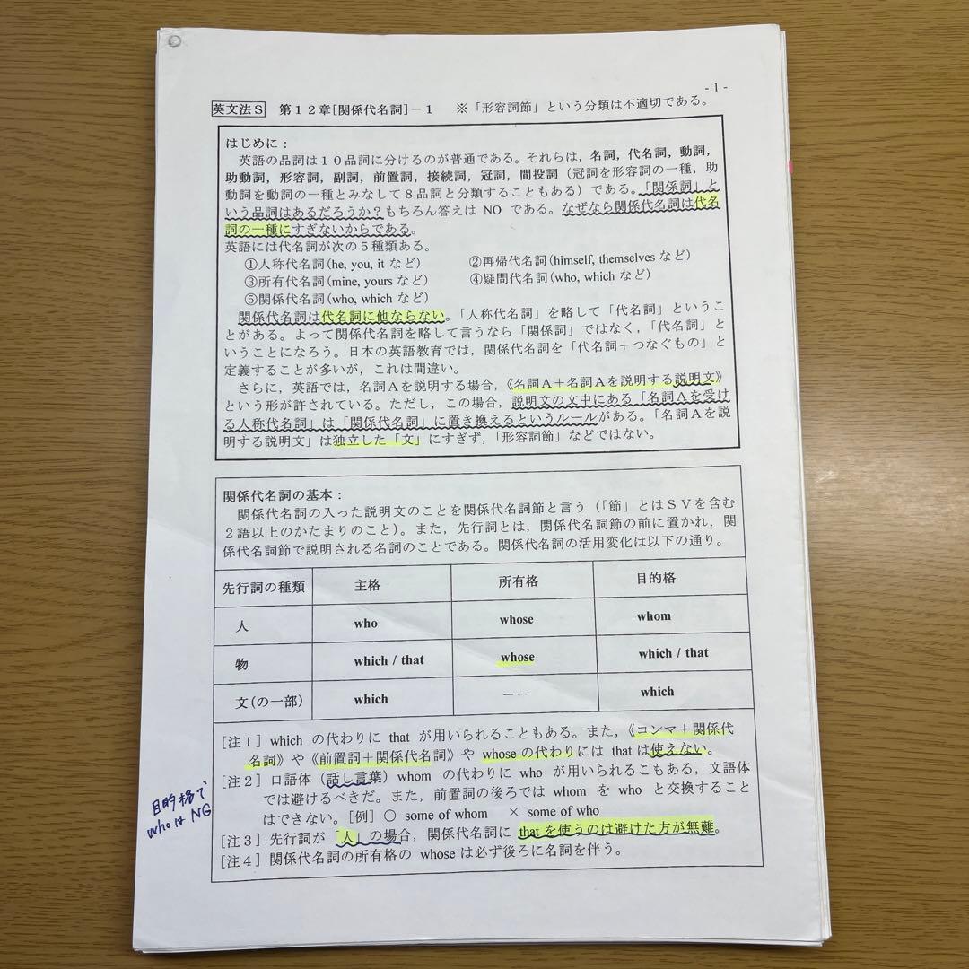 英文法S 竹岡広信プリント 駿台 - メルカリ