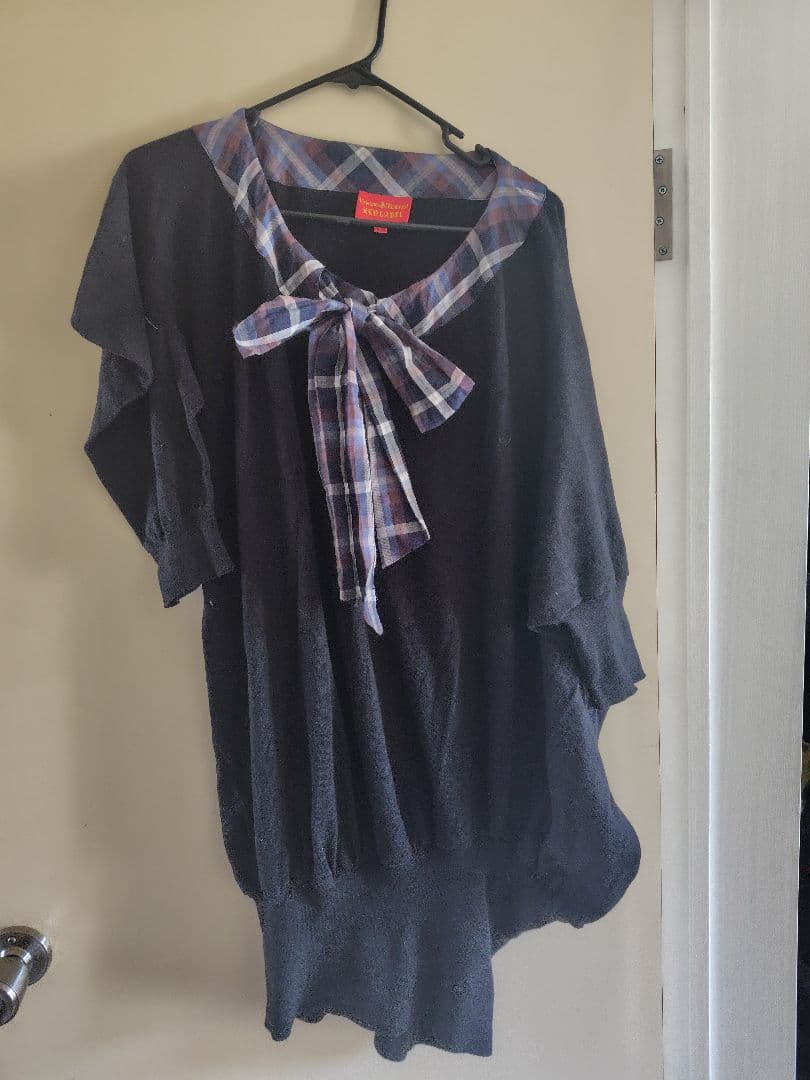 リボン付きチェック襟のカジュアルワンピース 襟付きリボンチェックワンピース/MAJESTIC LEGON(マジェスティック