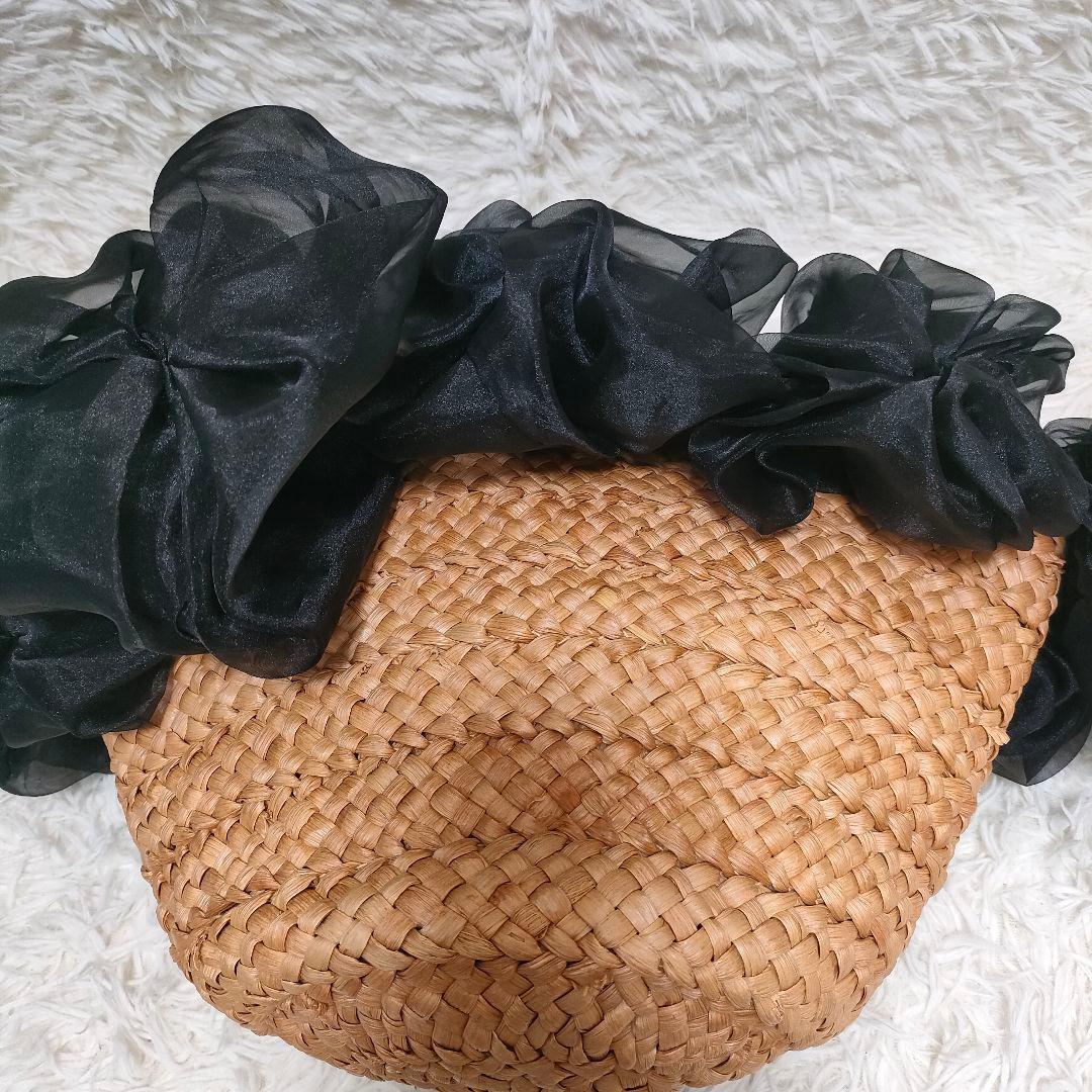 ラドロー かごバック 編み込み チュール シフォン フラワー バルーン