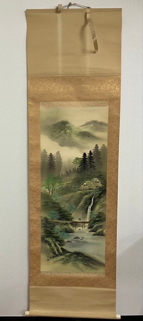 日本画 山と川の風景 - メルカリ