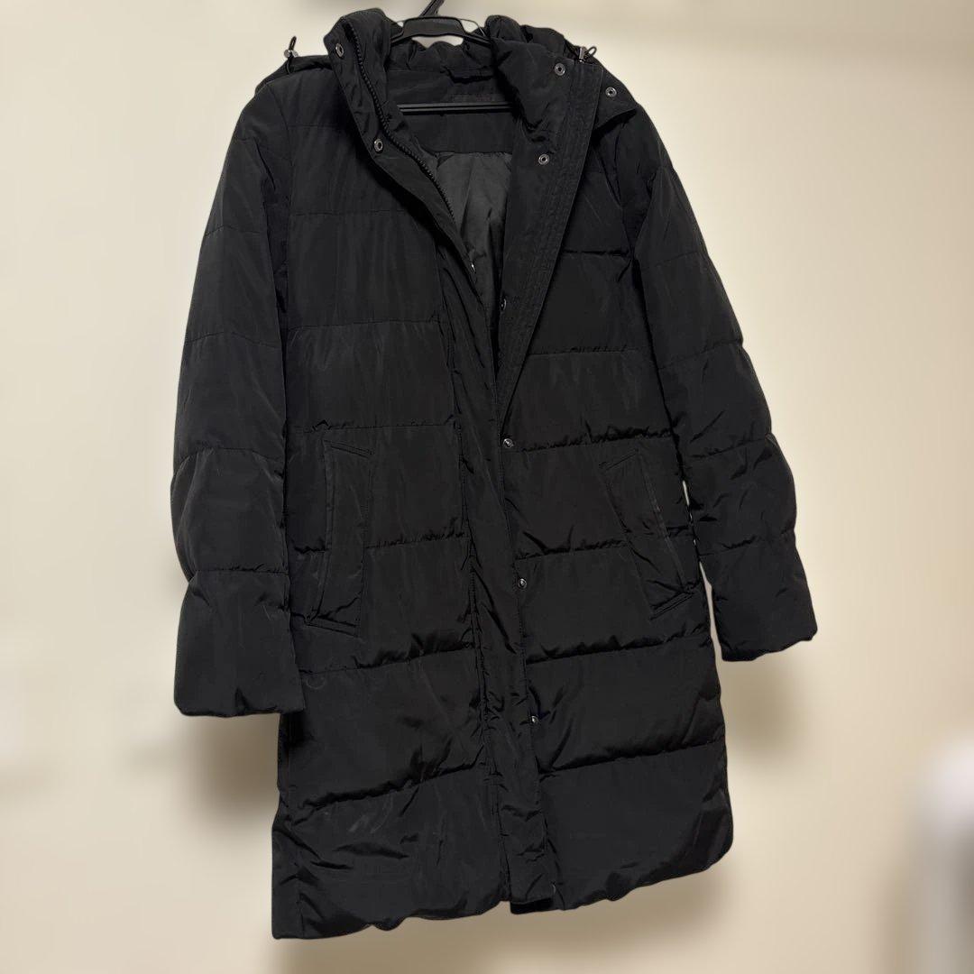 UNIQLOファー付ダウンコート217-069159黒ブラックレディースS紐なし