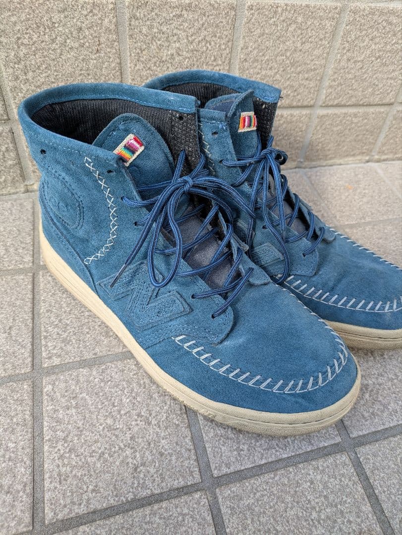 New Balance ブルー スエード ハイカットスニーカー - メルカリ
