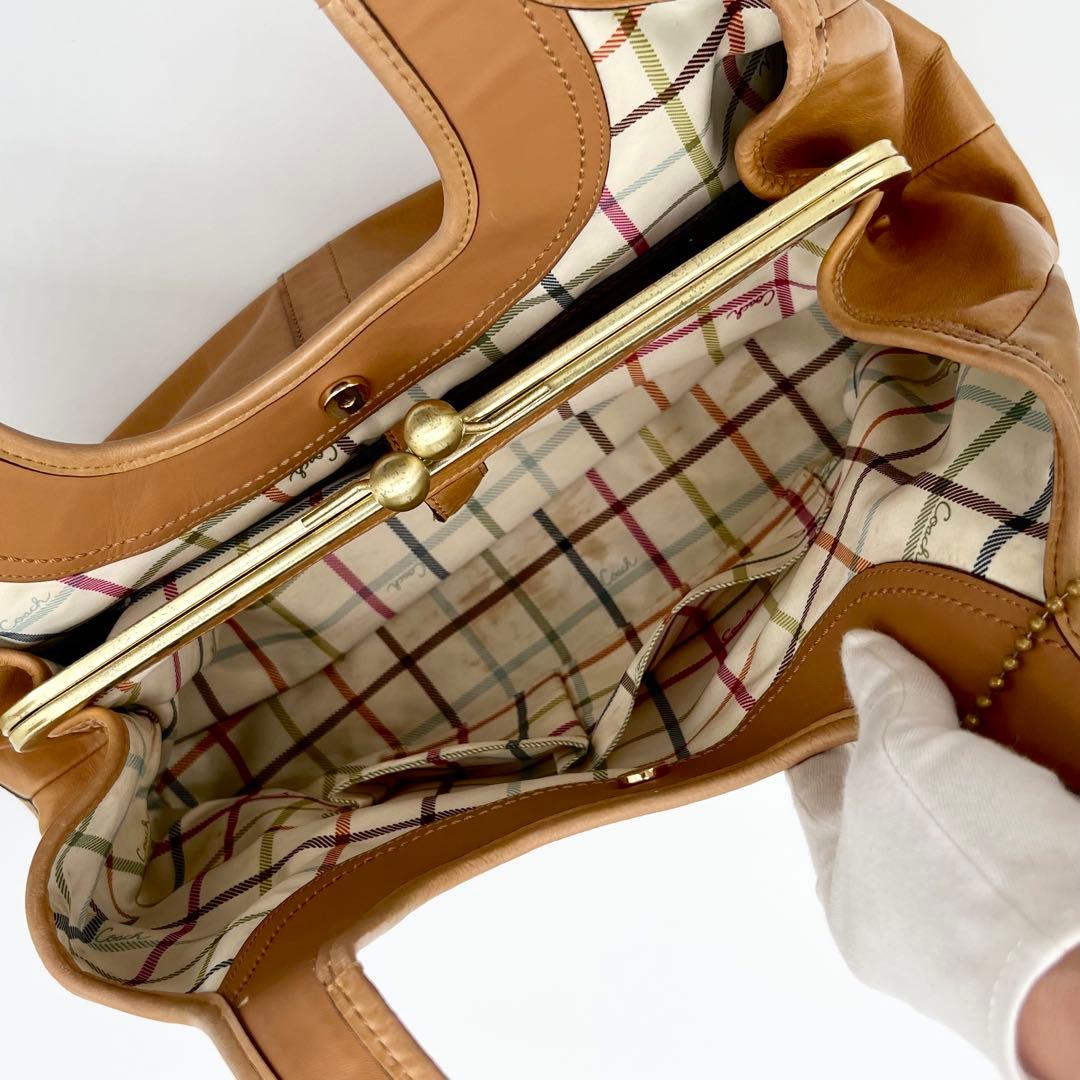 COACH エルゴ プリーテッド フレーム サッチェル がま口 レザー