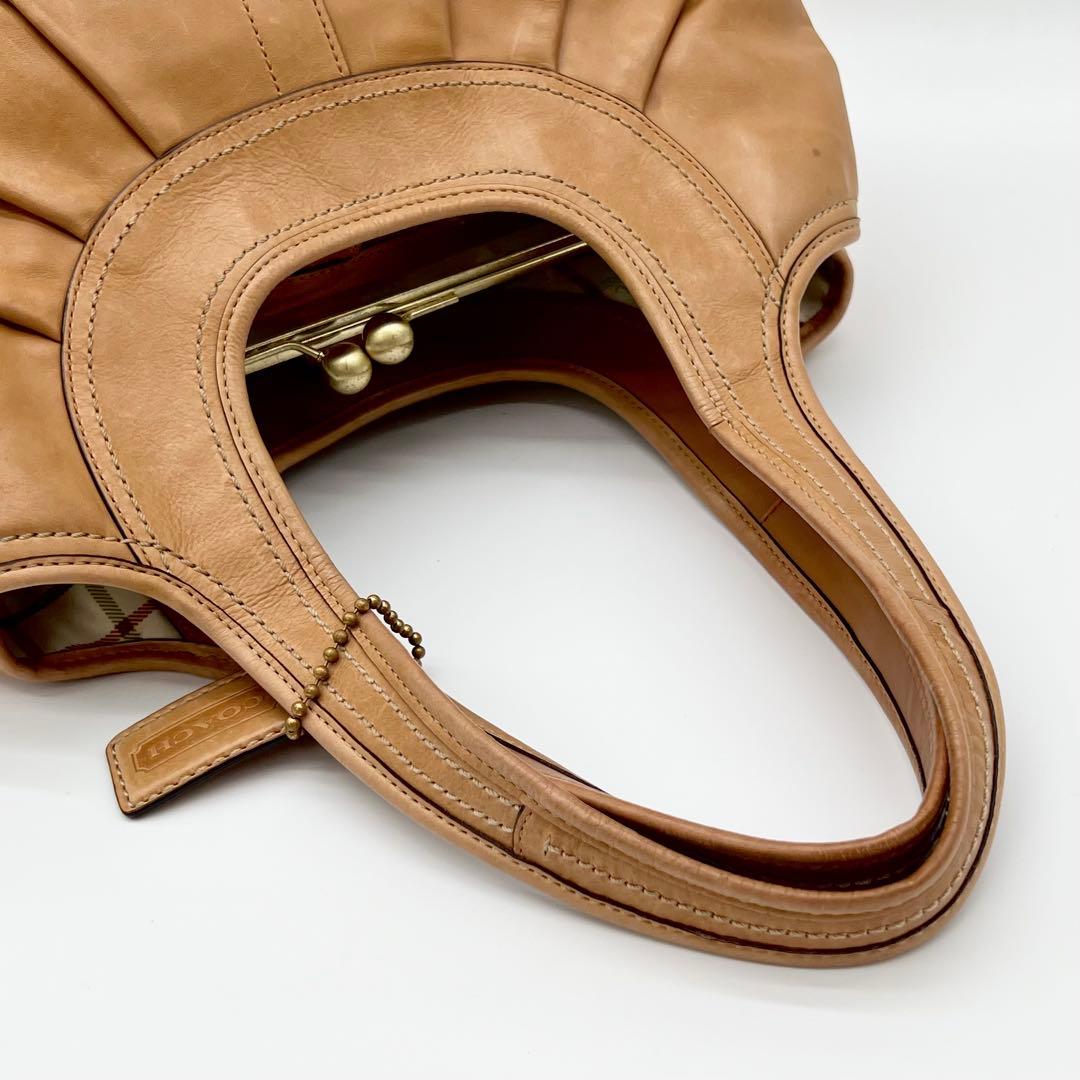 COACH エルゴ プリーテッド フレーム サッチェル がま口 レザー