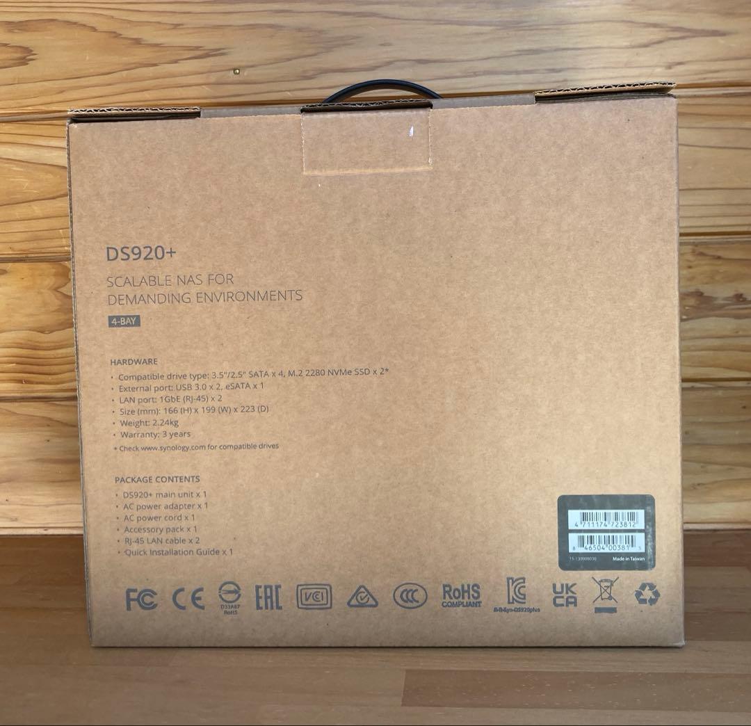 《在庫ラスト・開封済新品》Synology DiskStation DS920+