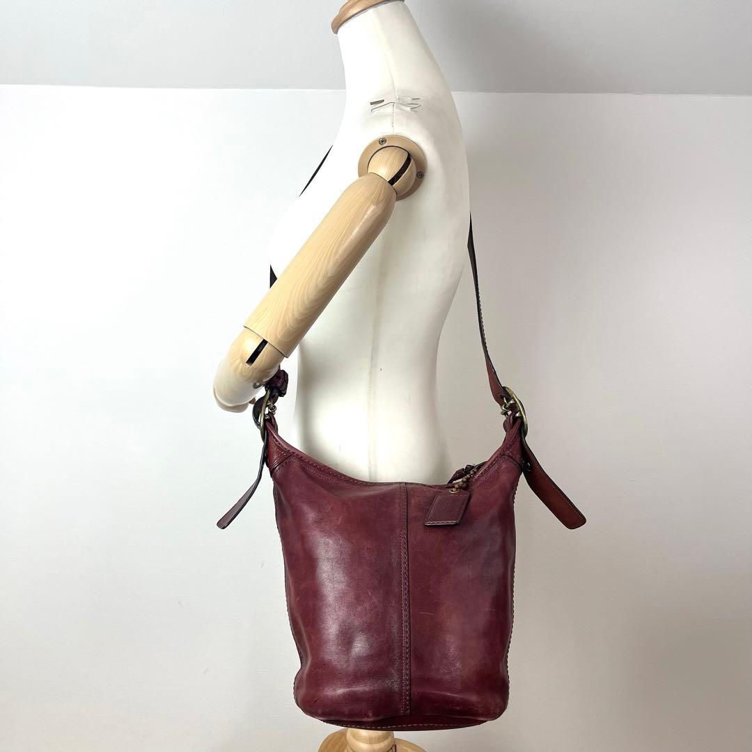 COACH オールドコーチ ショルダーバッグ グラブタンレザー ボルドー