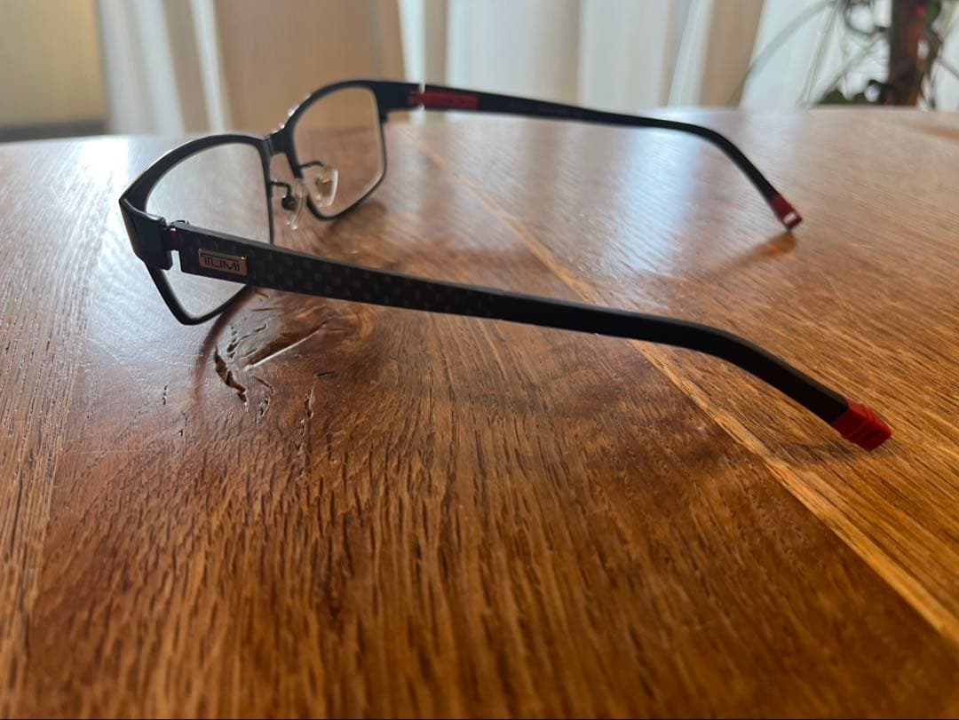 美品TUMI メガネ10-0011 日本製 黒×赤 度なし ブルーライト - メルカリ
