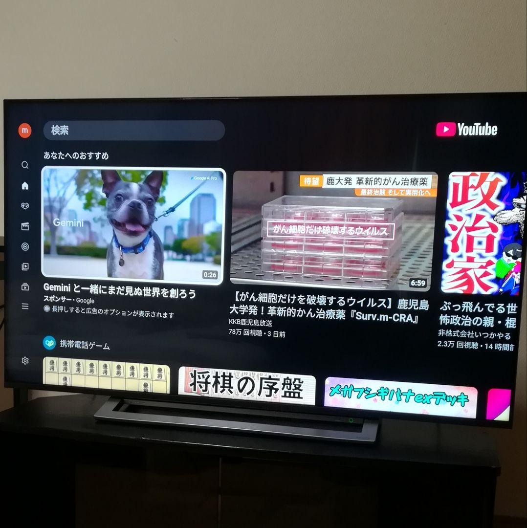 4Kチューナー搭載／Netflix、YouTube】東芝 50型液晶テレビ - テレビ新着