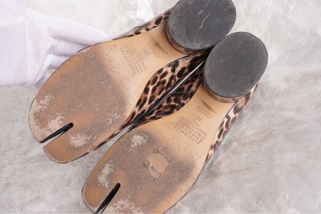 希少 極美品マルジェラ タビ バレエ レオパード 38 24.5㎝ エナメル