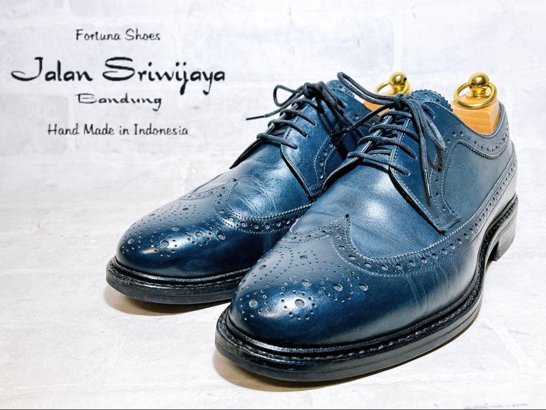 極美品】ジャランスリウァヤ ウィングチップ 本革 レザー ネイビー UK8