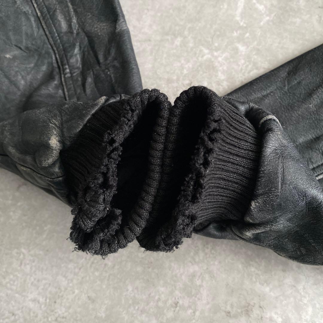 名作 90s NIKE 味アリ ウール×レザー スタジャン オール ブラック 黒