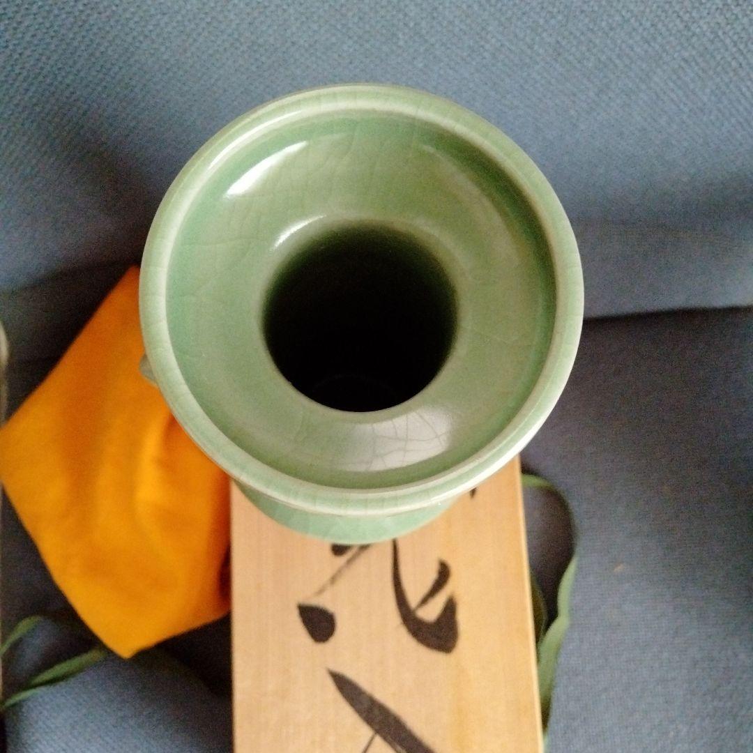 最終値下げ 旧家蔵中国骨董【南宋青磁 双魚耳付花入】 貴重