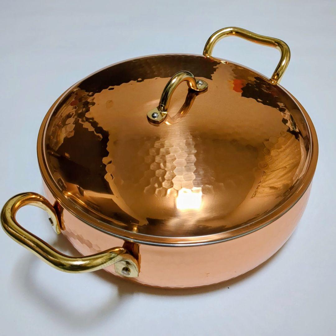 美品・希少】燕三条 鈴木製作所 純銅製 両手鍋 24cm​熱伝導良！省エネ