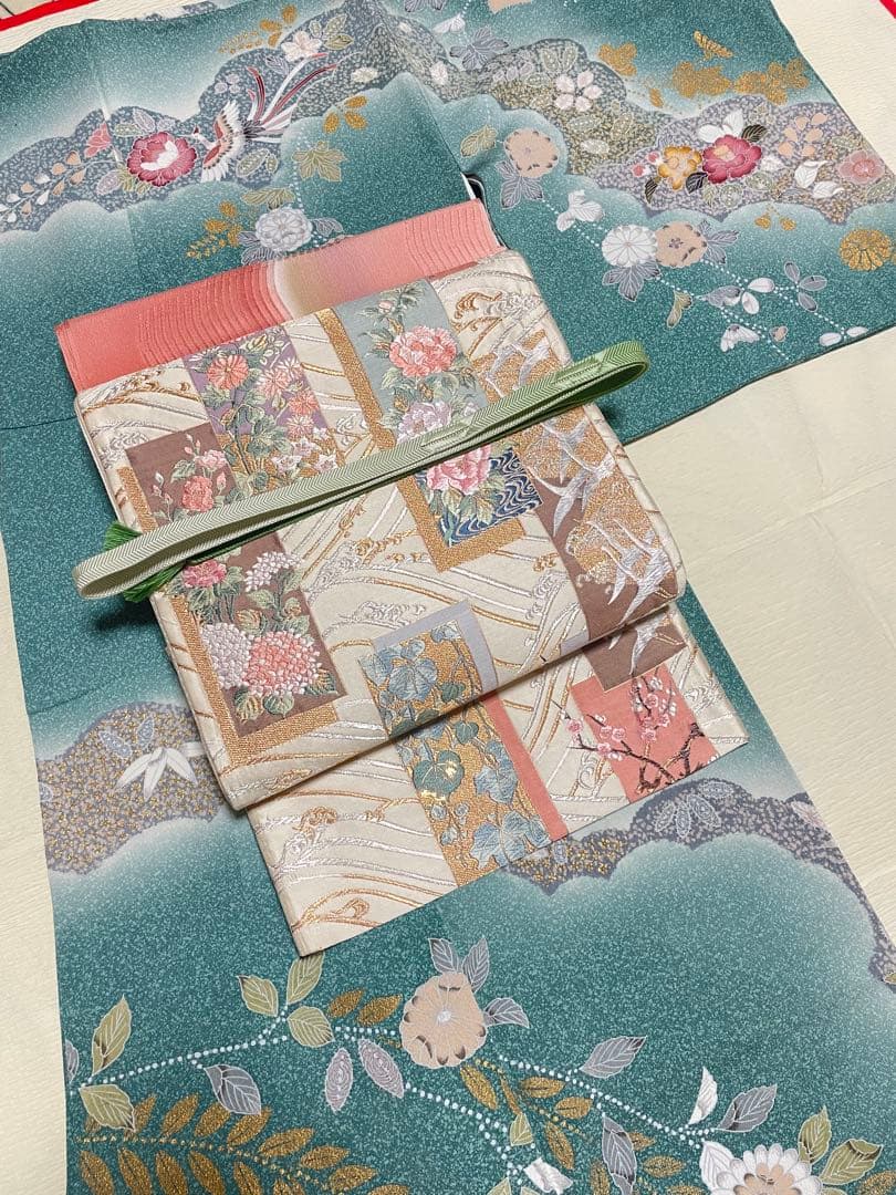 訪問着フルセット 辻ヶ花 絞り 金彩 正絹 鳳凰 唐織 丹後ちりめん