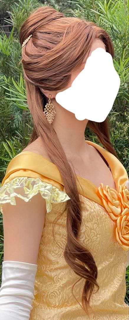 美女と野獣 ベル 黄ベル ドレス ウィッグ パニエ ピアス 手袋 フル