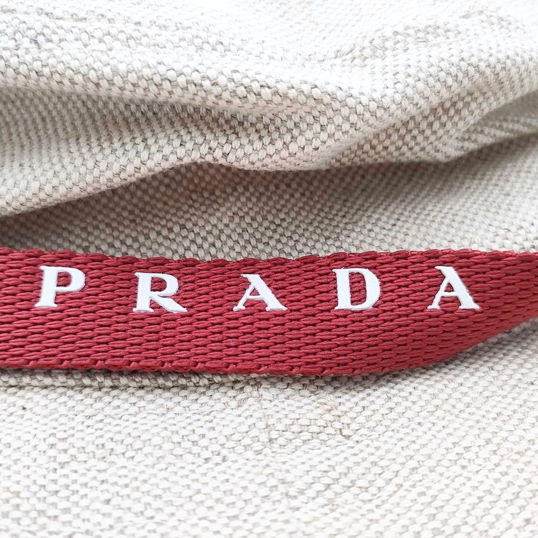 人気】PRADA プラダ ハット 帽子 ロゴリボン リネン混 Sサイズ
