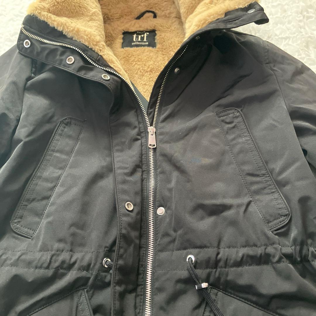 ZARA ザラ trf モッズコート 裏地ボア 黒 ブラック 防寒 訳あり - メルカリ