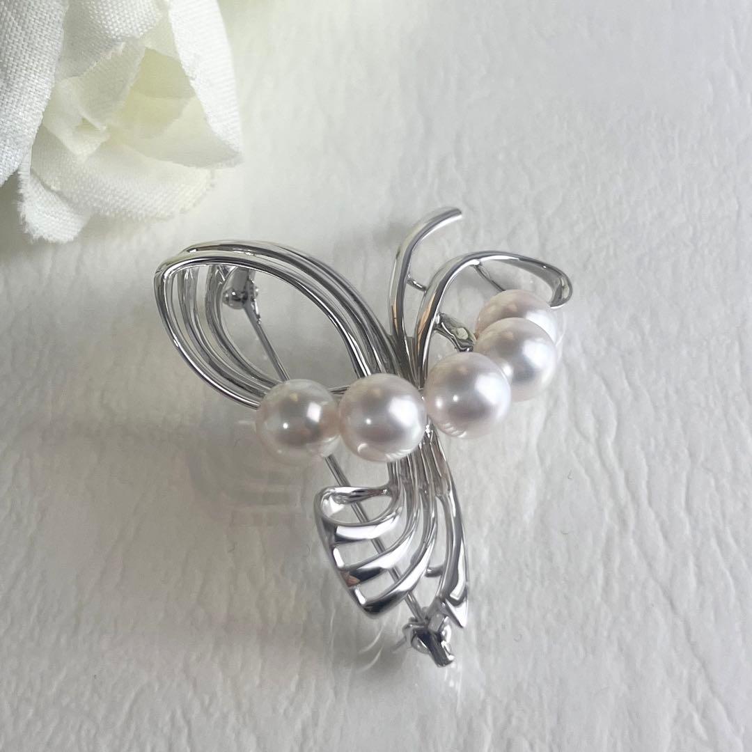 ☆美品☆ミキモト シルバー パール 5珠 ブローチ 皇室御用達ブランド