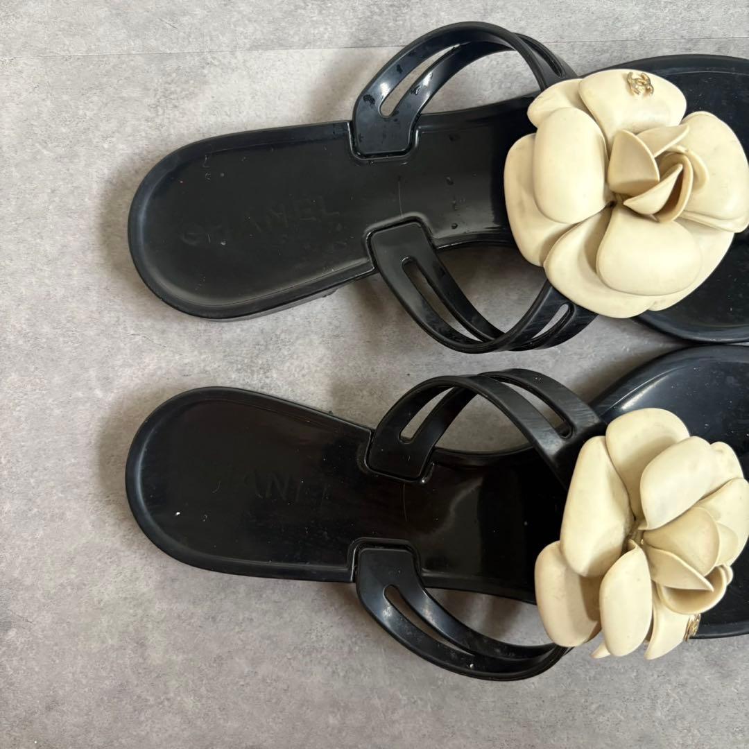 美品❗️】CHANEL シャネル カメリア トングサンダル サンダル 37
