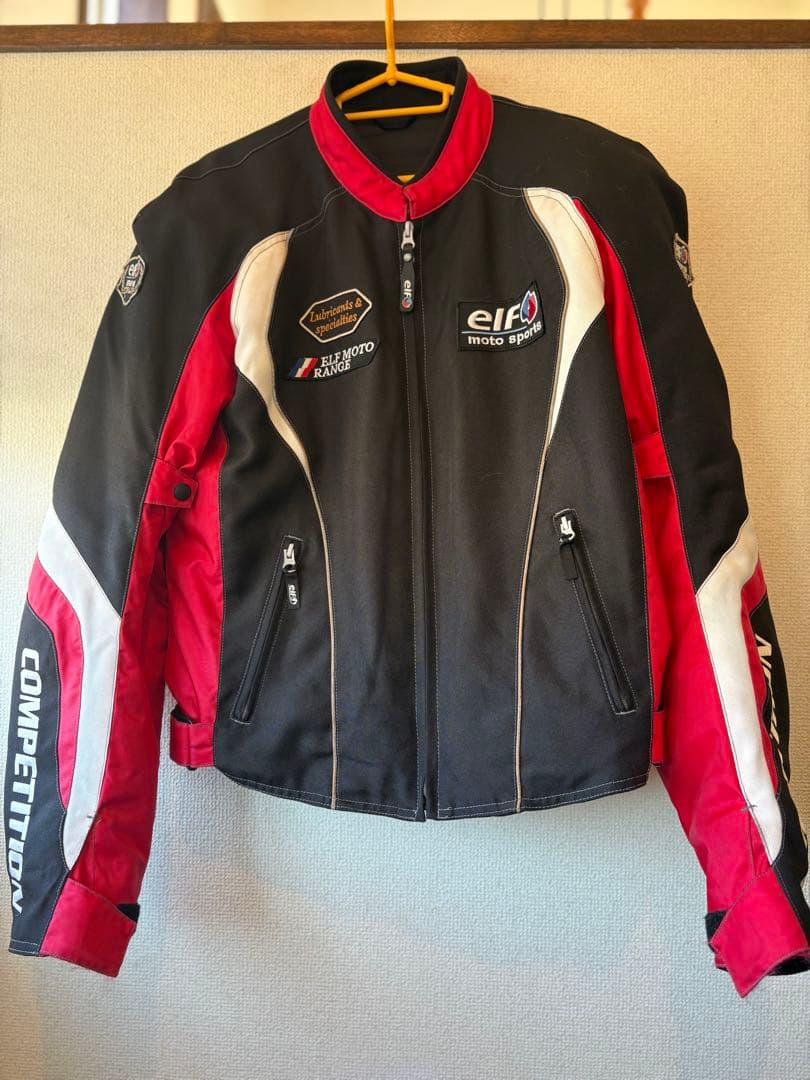 【Msak】elf コンペティションジャケット Lサイズ ブラック/レッド elf（エルフ） EJ-W120 エヴォルツィオーネPUレザージャケット レッド