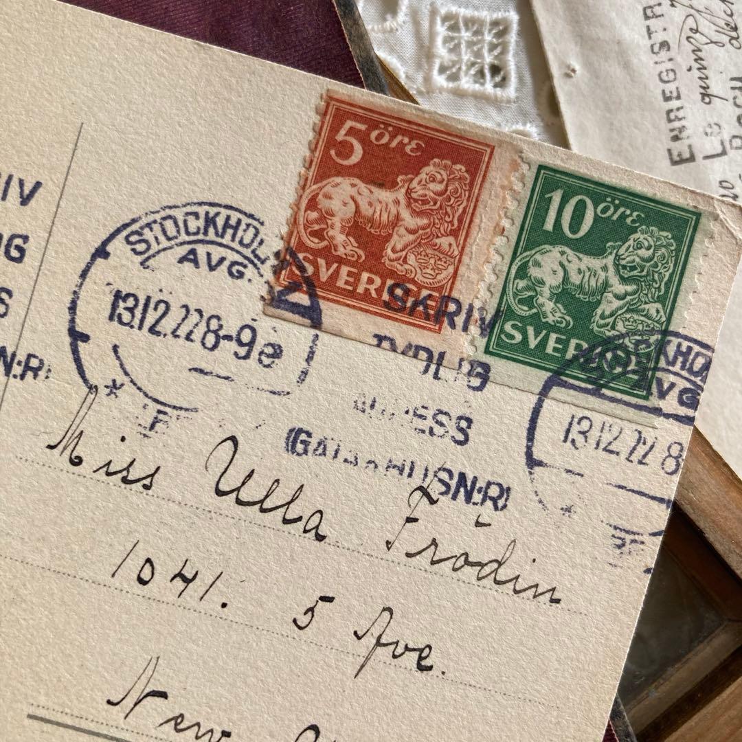 アンティークフレームD☆1920年代超希少なBIRGITのアンティークカード入り