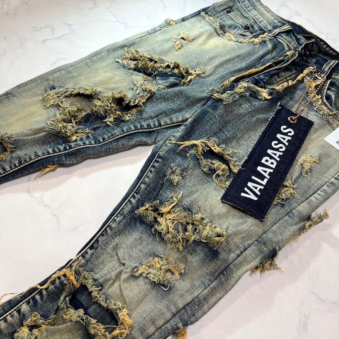 バラバサス valabasas ハードクラッシュスキニーフレアデニム 新品30
