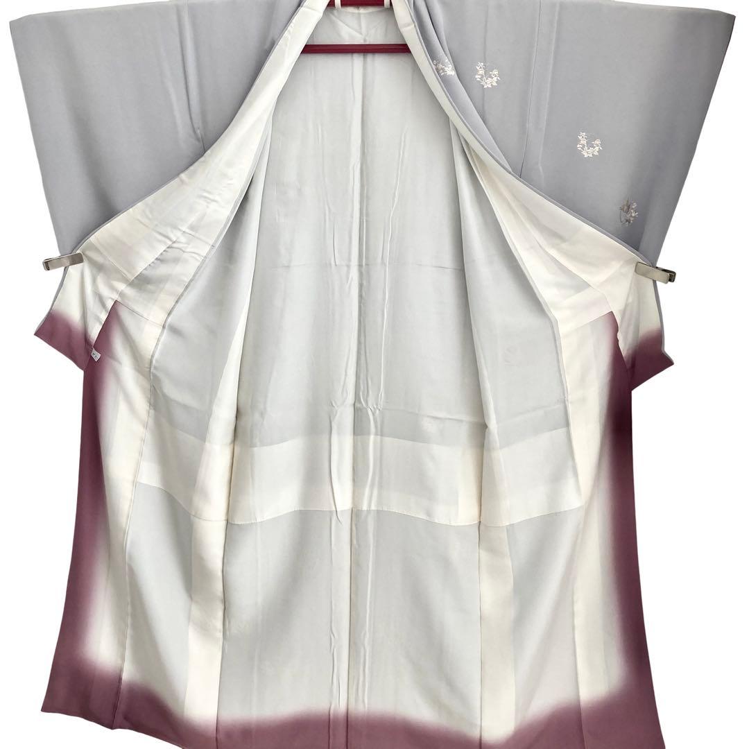 グレー 蝶の刺繍 一つ紋 付下げ 着物 NO88の通販はau PAY マーケット