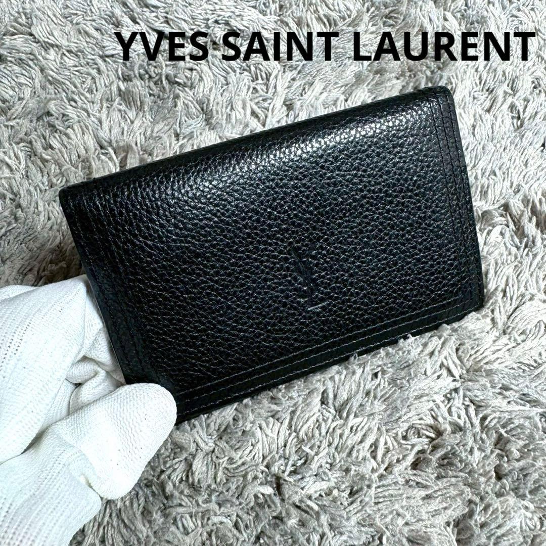 YVES SAINT LAURENT カードケース 名刺入れ レザー ブラック - メルカリ